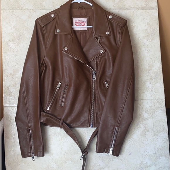 LEVI'S WOMEN'S FAUX - LEATHER MOTO JACKET Size "L" - Picture 6 of 13